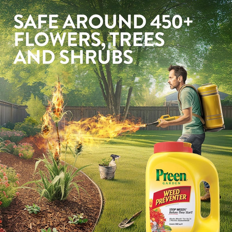 Preen Garden Weed Preventer Flip Top Applicator 5.625 lb. and 22 lb. Refill Bag - Total Coverage 4,420 sq. ft. - Image 5